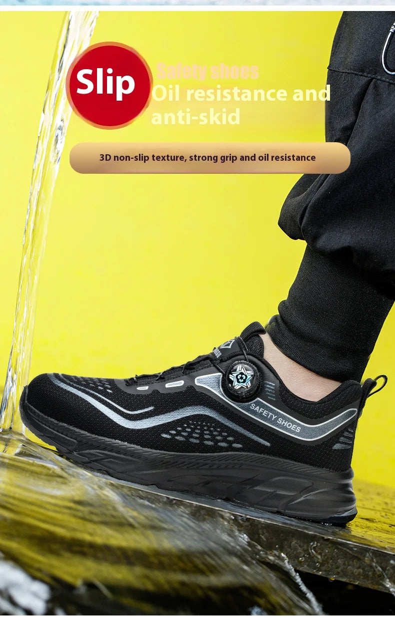 Rotating Button Men Shoes Security Sneakers Steel Toe Shoes Puncture-Proof work Shoes Anti-smash Sport Safety Shoes Protective