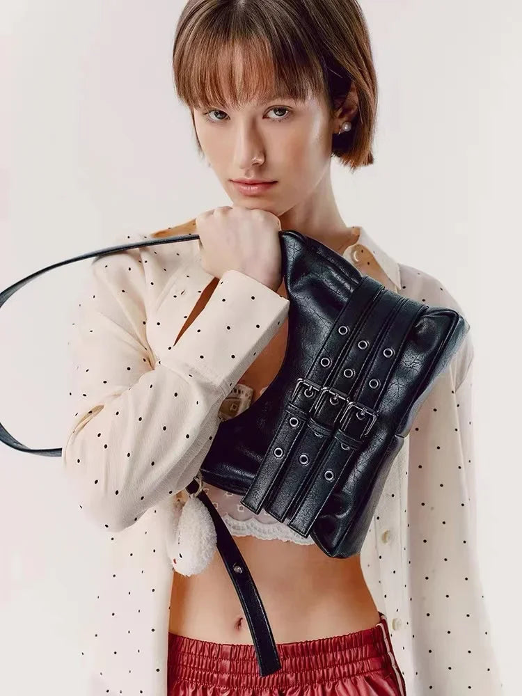 NEW Korean Star's Same Crossbody Bag Samoondoh Trendy Cool Motorcycle Bag Designer Y2K Handbags Casual Single Shoulder Bags