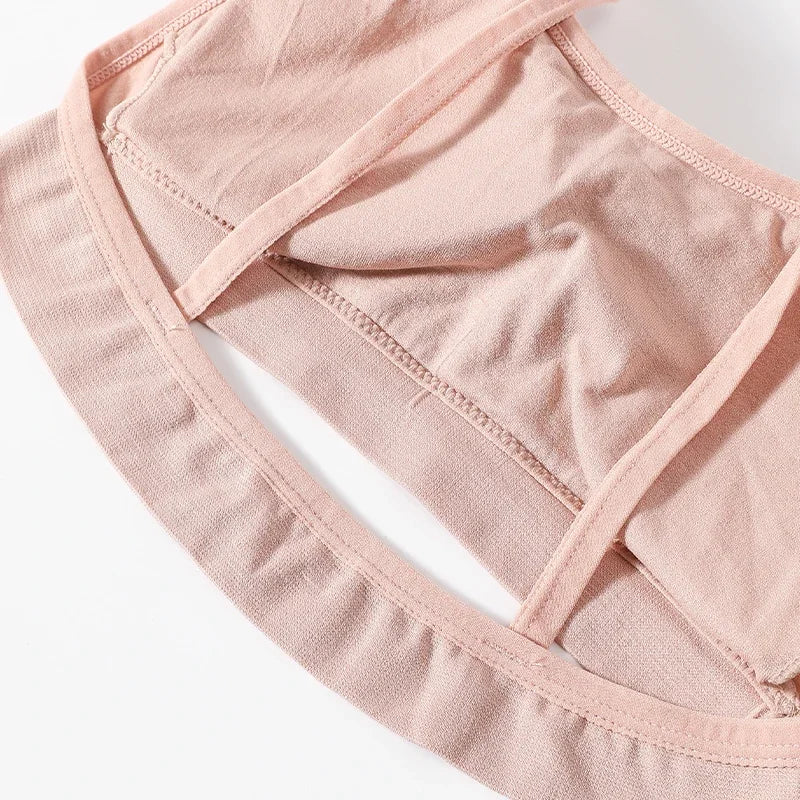 Women Seamless Bra Set Sexy Backless Ribbed High Waist Panties Female Lingerie Set Crop Top Seamless Briefs Underwear