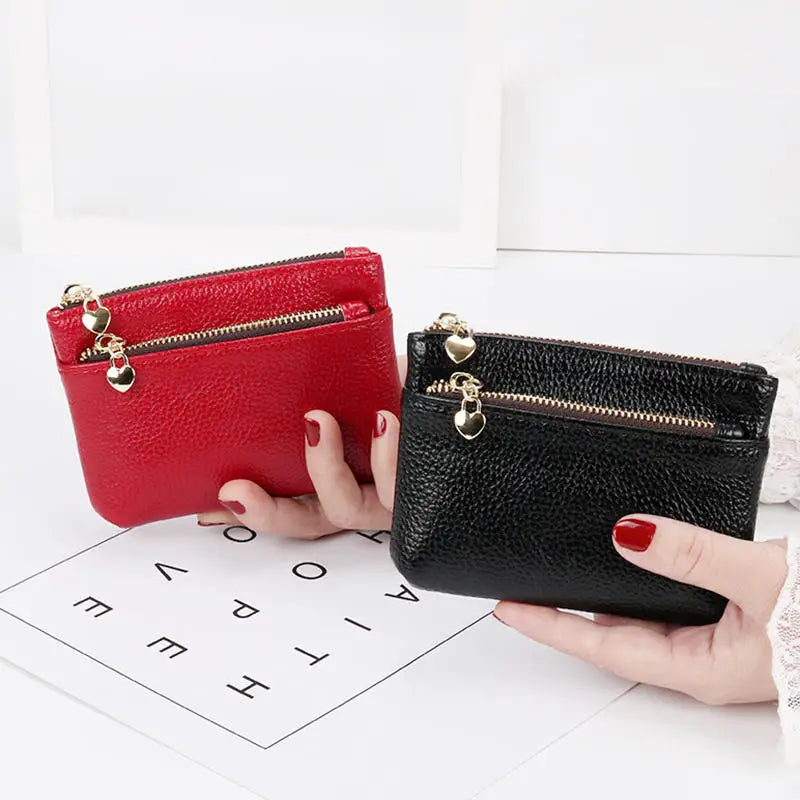 PU Leather Mini Coin Purse Card Holder for Women Zipper Coin Wallet Mini Wallet Ladies Double Zipper Coin Purse Key Wallets