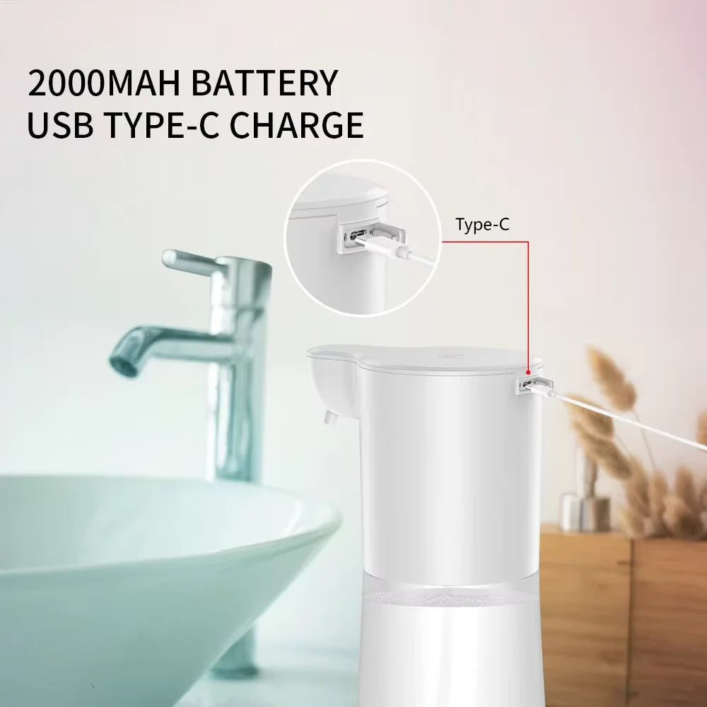 Automatic Sensor Foam Dispenser Touchless Type-C Charging Capacity Smart Liquid Soap Dispenser Infrared Sensor Soap Dispenser