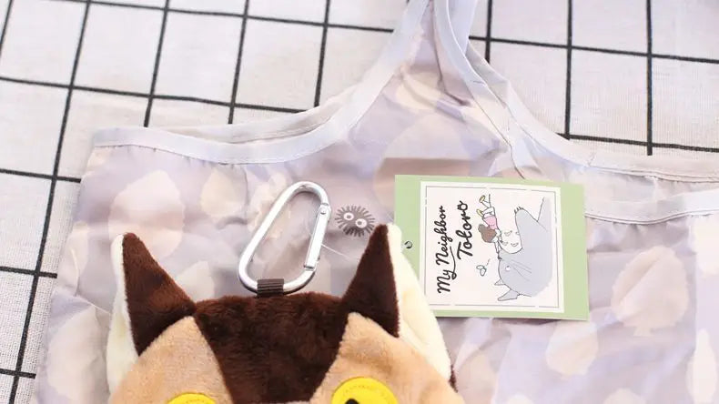 Anime Cartoon Foldable Shopping Bags Thick Nylon Large Tote Reusable Polyester Portable Shoulder Women's Handbags Folding Pouch