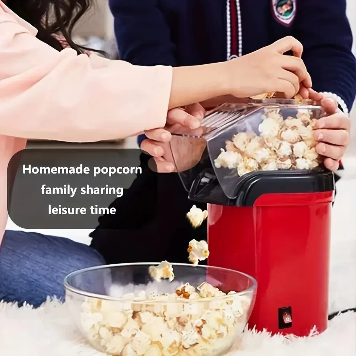 220V Compact Automatic Oil-free Home Popcorn Machine Small Kitchen Popcorn Maker Quick Healthy Snacking Easy Operation