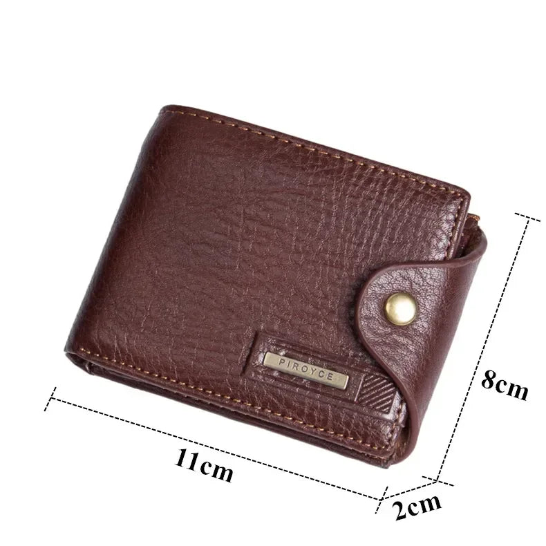 Men's Vintage PU Leather Wallet, Compact Card Holder & Purse, Durable Casual Slim Design with Metal Hasp