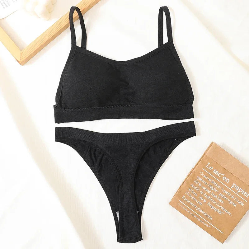 Women Seamless Bra Set Sexy Backless Ribbed High Waist Panties Female Lingerie Set Crop Top Seamless Briefs Underwear