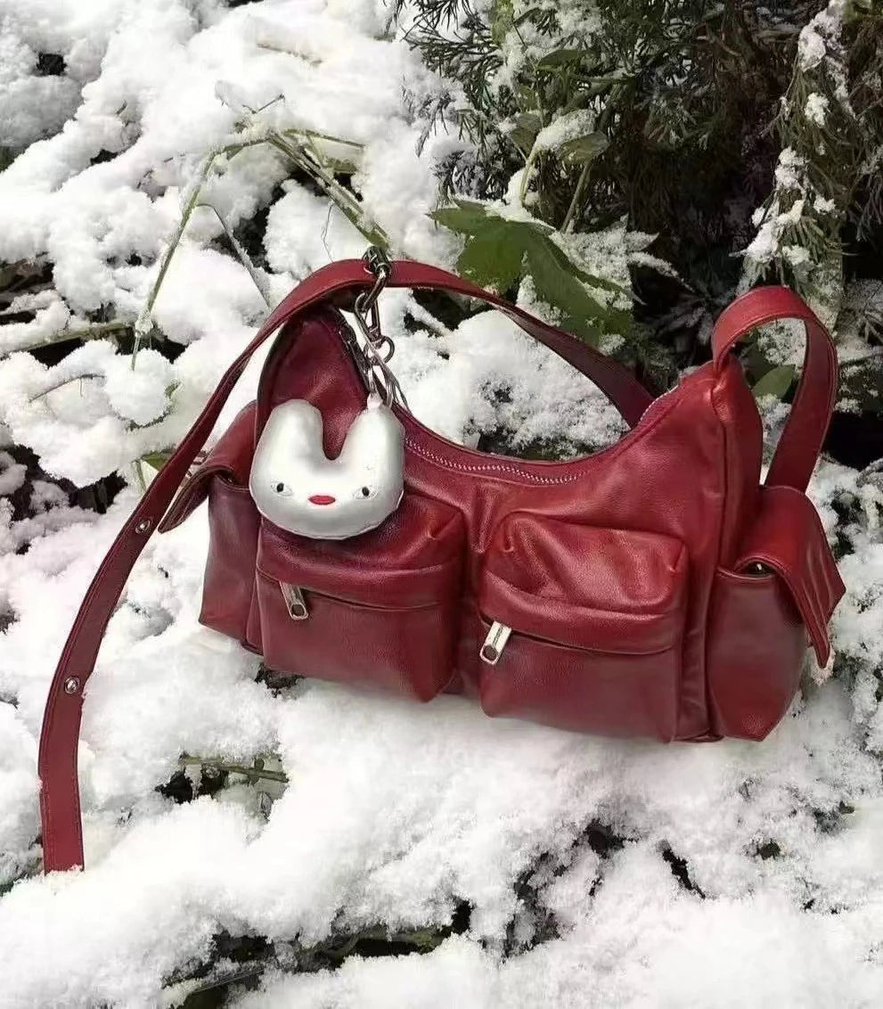 NEW Korean Star's Same Crossbody Bag Samoondoh Trendy Cool Motorcycle Bag Designer Y2K Handbags Casual Single Shoulder Bags