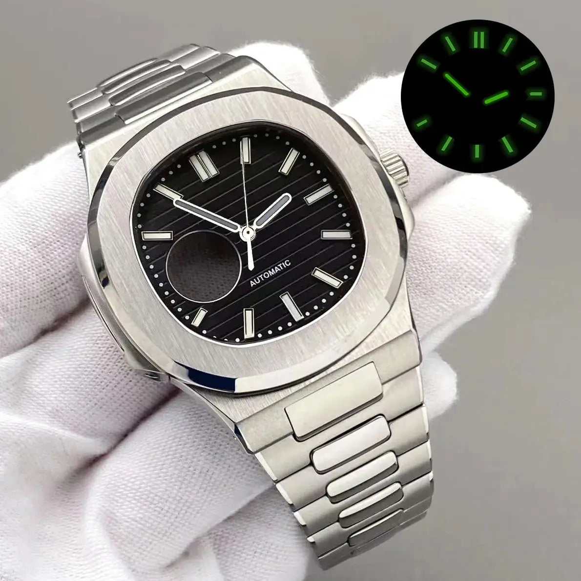 43mm Silver Stainless Steel for Nautilus Case NH35 NH36 NH38 4R Movements 30.5mm Dial Men Watch Repair Replacement Case NH35