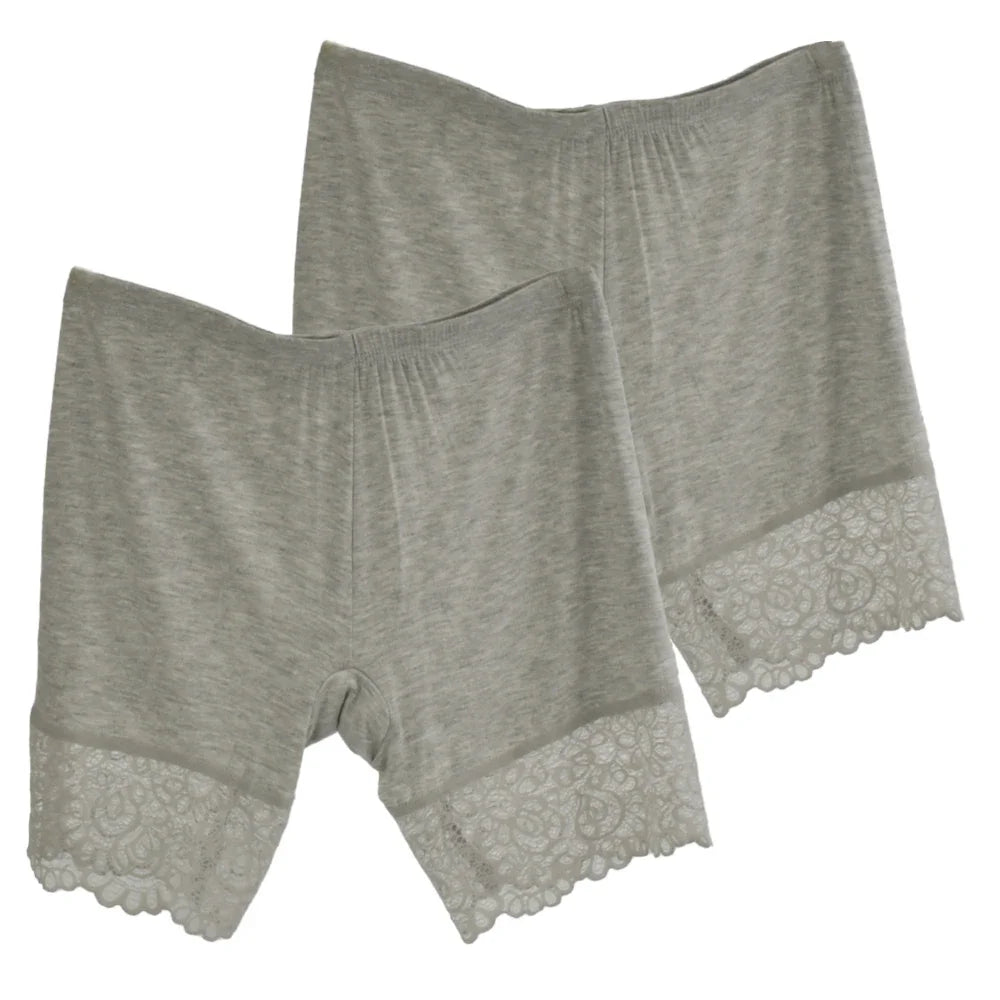 2Pcs Women Plus Big Size Safety With Lace Woman Panties Pants High Waist Shorts Under Female Summer Under Skirt Shorts Modal