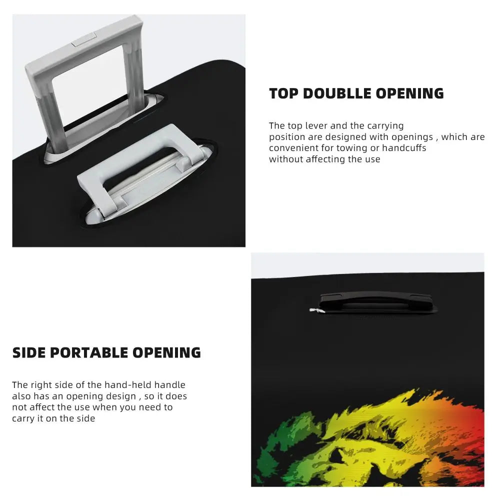 Custom Cute Jamaica Rasta Judah Lion Rastafari Flag Luggage Cover Protector Dust Proof Travel Suitcase Covers