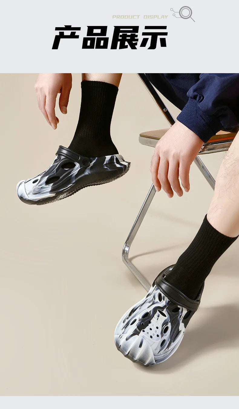 Comwarm Men's Summer Clogs Slippers New Fashion Camouflage Garden Sandals Outdoor Classic Beach Slippers Soft EVA House Slides