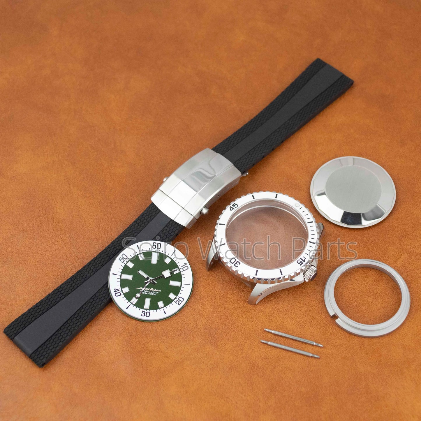 for SUPEROCEAN NH35 Case Rubber Strap Dial Hands 200m Dive Watch Men Stainless Steel Sapphire Crystal fit for NH35 NH36 Movement