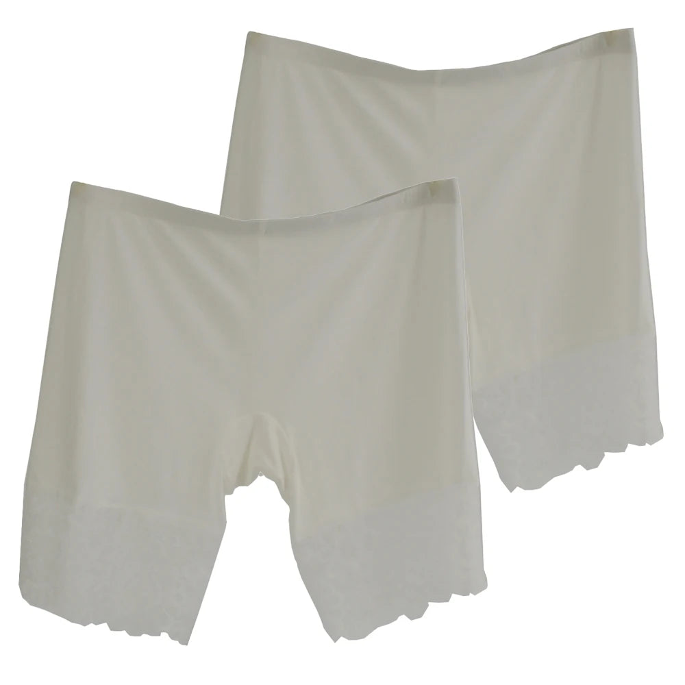 2Pcs Women Plus Big Size Safety With Lace Woman Panties Pants High Waist Shorts Under Female Summer Under Skirt Shorts Modal