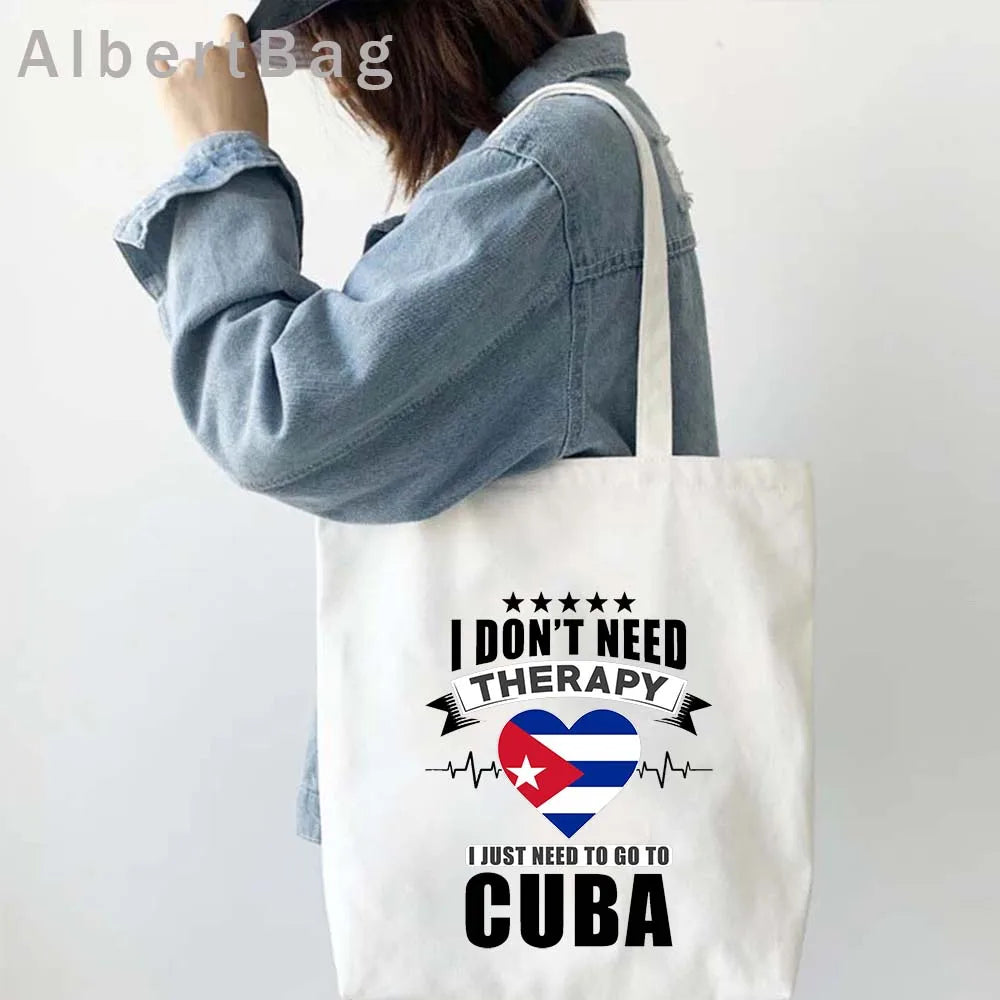 Cuba Country Map Flag Havana Travel Cuban Watercor Shopper Harajuku Canvas Totes Bag Cubana Girl Gift Love Heart Cotton Handbags