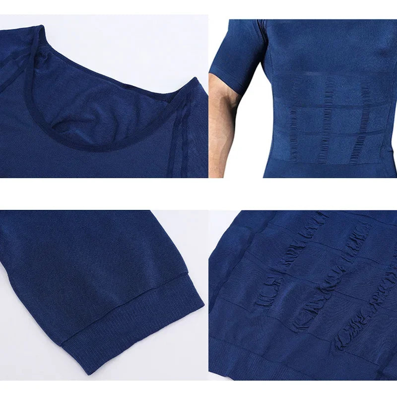 Men Body Toning T-Shirt Body Shaper Corrective Slimming Posture Belly Fat Control Compression Slim Corset Man Modeling Underwear