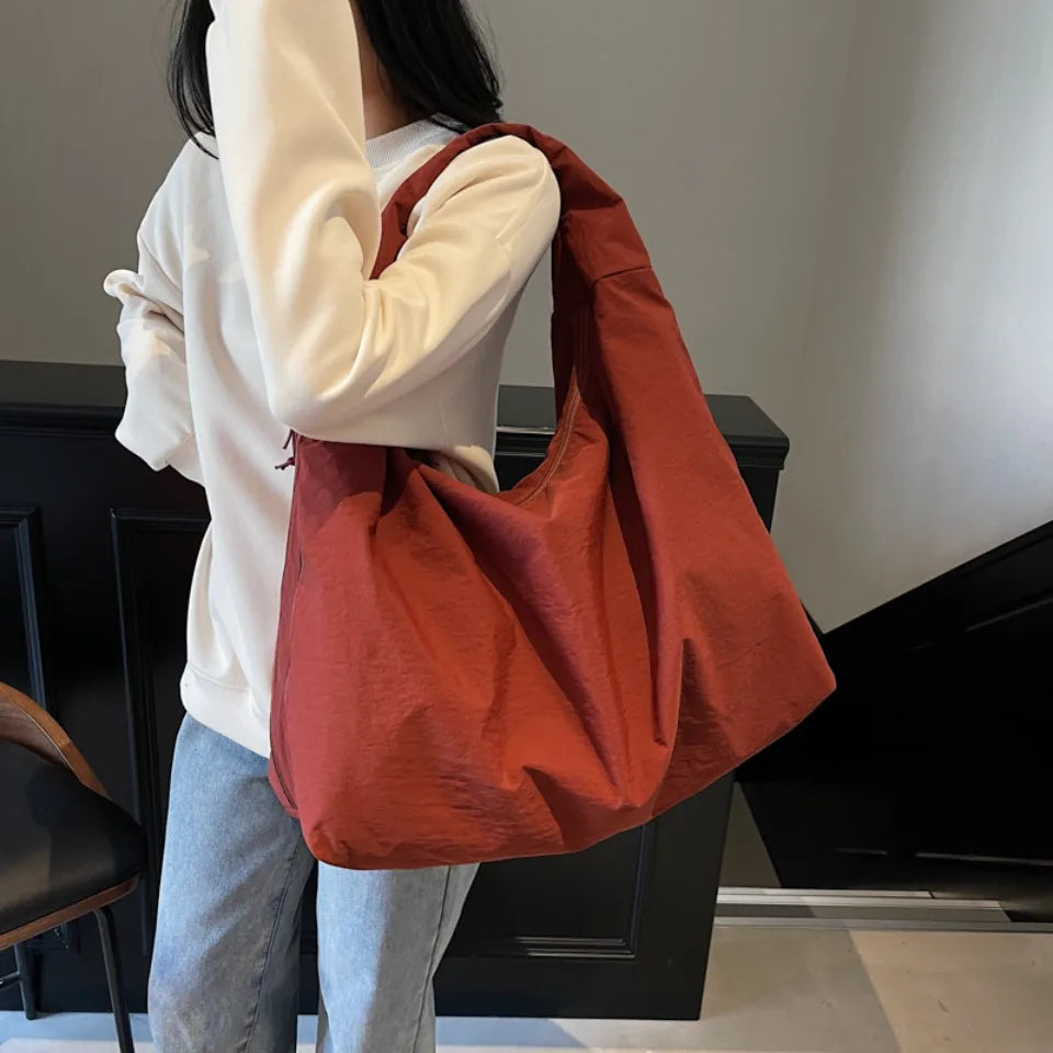 Japanese Fashion Casual Nylon Tote Bag Women 2025 New Style Trend All-match Large Capacity Underarm Bag Commuter Shoulder Bag