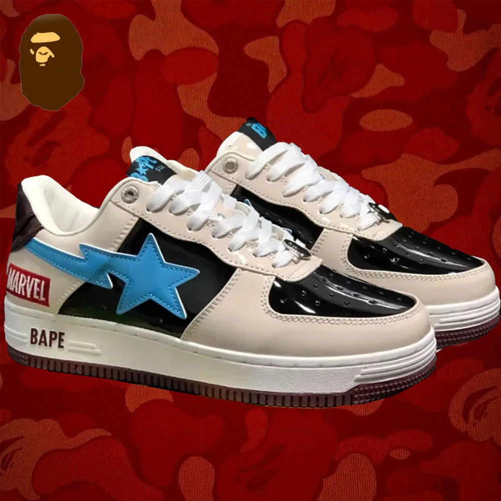 A BATHING APE Bape Sta X Marvel Hero Collection Co Branded Niche Street Vibe Fashion Casual Board Shoes Trend Shoes