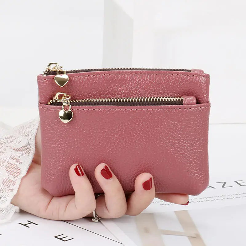 PU Leather Mini Coin Purse Card Holder for Women Zipper Coin Wallet Mini Wallet Ladies Double Zipper Coin Purse Key Wallets