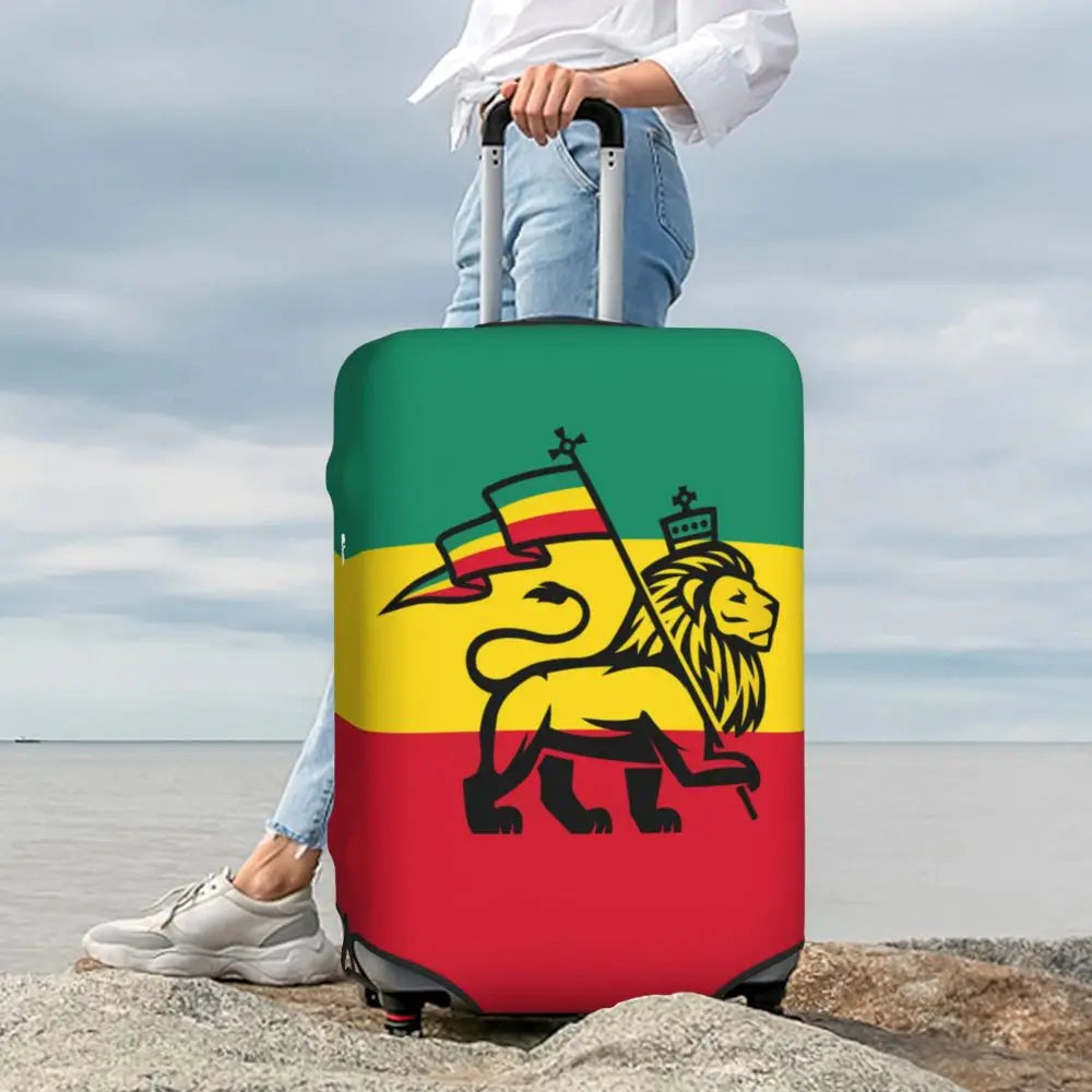 Custom Cute Jamaica Rasta Judah Lion Rastafari Flag Luggage Cover Protector Dust Proof Travel Suitcase Covers
