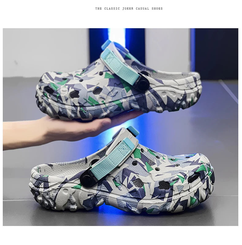 Summer Outdoor Beach Sandals Men Clogs Shoes Men Slippers Camouflage Platform Aqua Shoes Soft EVA Indoor Home Slides Flip Flops