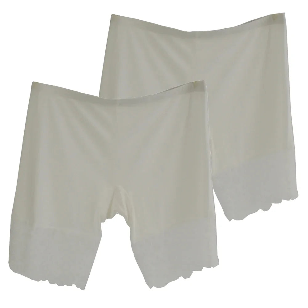 2Pcs Women Plus Big Size Safety With Lace Woman Panties Pants High Waist Shorts Under Female Summer Under Skirt Shorts Modal