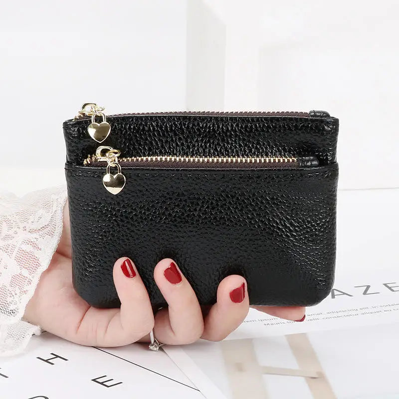 PU Leather Mini Coin Purse Card Holder for Women Zipper Coin Wallet Mini Wallet Ladies Double Zipper Coin Purse Key Wallets