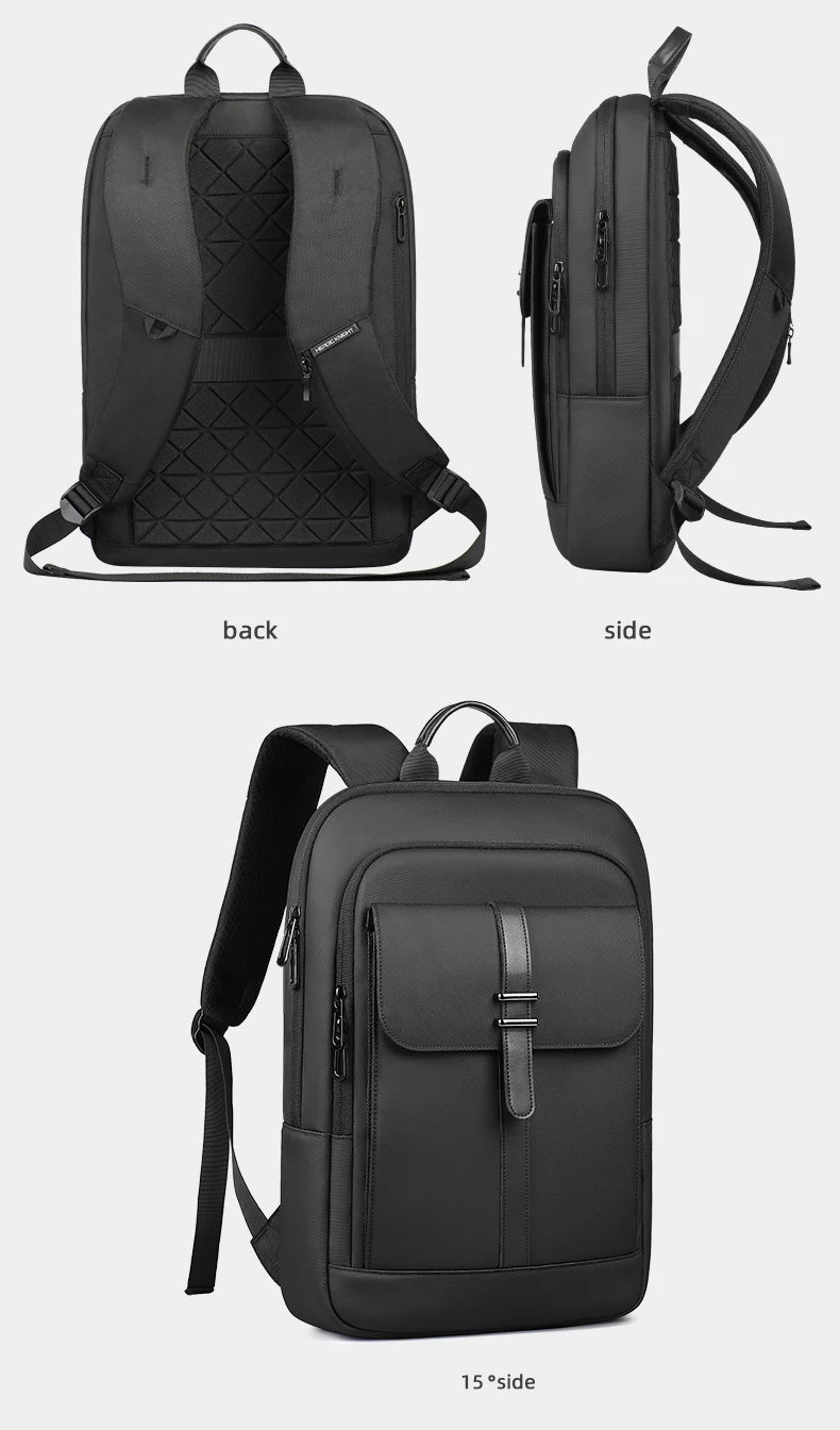 HcanKcan Men's Business Backpack Slim Waterproof 15.6 Inch Laptop Bag Casual College School Backpack Travel Rucksack Work Bags