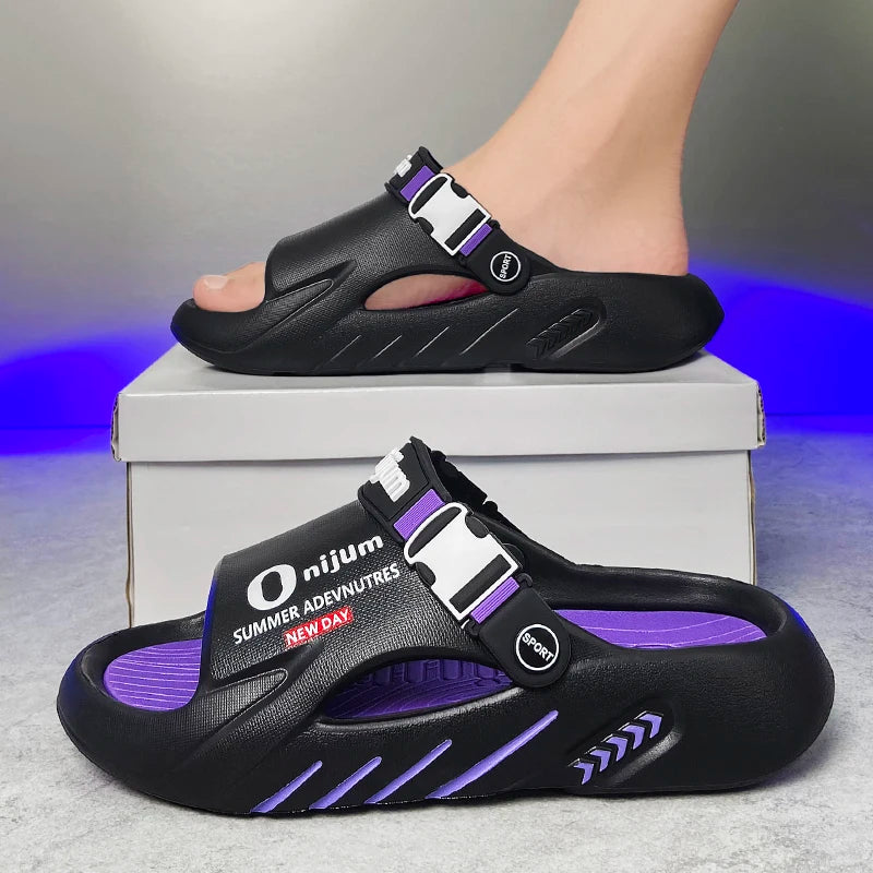 New Men's Slippers Outdoor Sandals Beach Comfortable Soft Slides Indoor Slippers Casual Shoes Men Outdoor Sandals Big Size 46 47