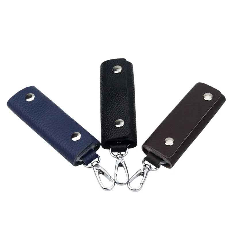 Genuine Leather Key Storage Bag Mini Universal Key Pack Housekeeper Metal Hook Key Holder Wallet for Men and Women