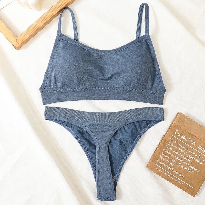 Women Seamless Bra Set Sexy Backless Ribbed High Waist Panties Female Lingerie Set Crop Top Seamless Briefs Underwear