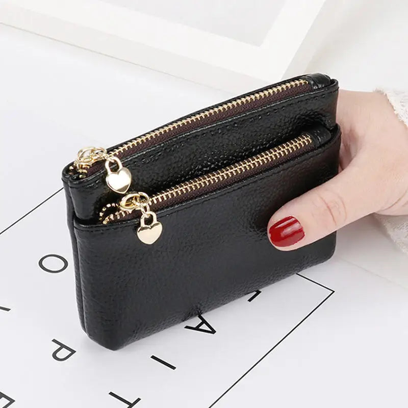 PU Leather Mini Coin Purse Card Holder for Women Zipper Coin Wallet Mini Wallet Ladies Double Zipper Coin Purse Key Wallets