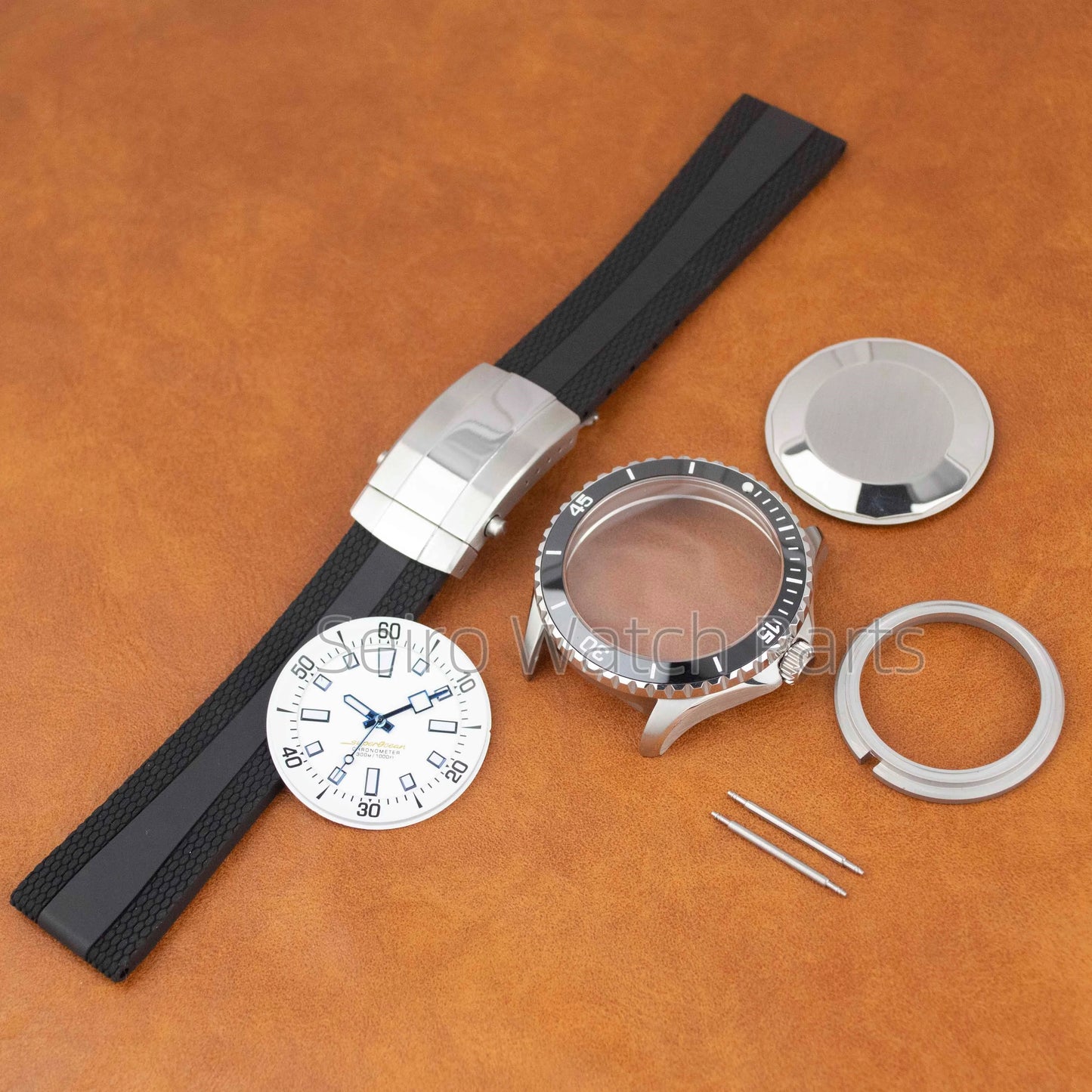 for SUPEROCEAN NH35 Case Rubber Strap Dial Hands 200m Dive Watch Men Stainless Steel Sapphire Crystal fit for NH35 NH36 Movement