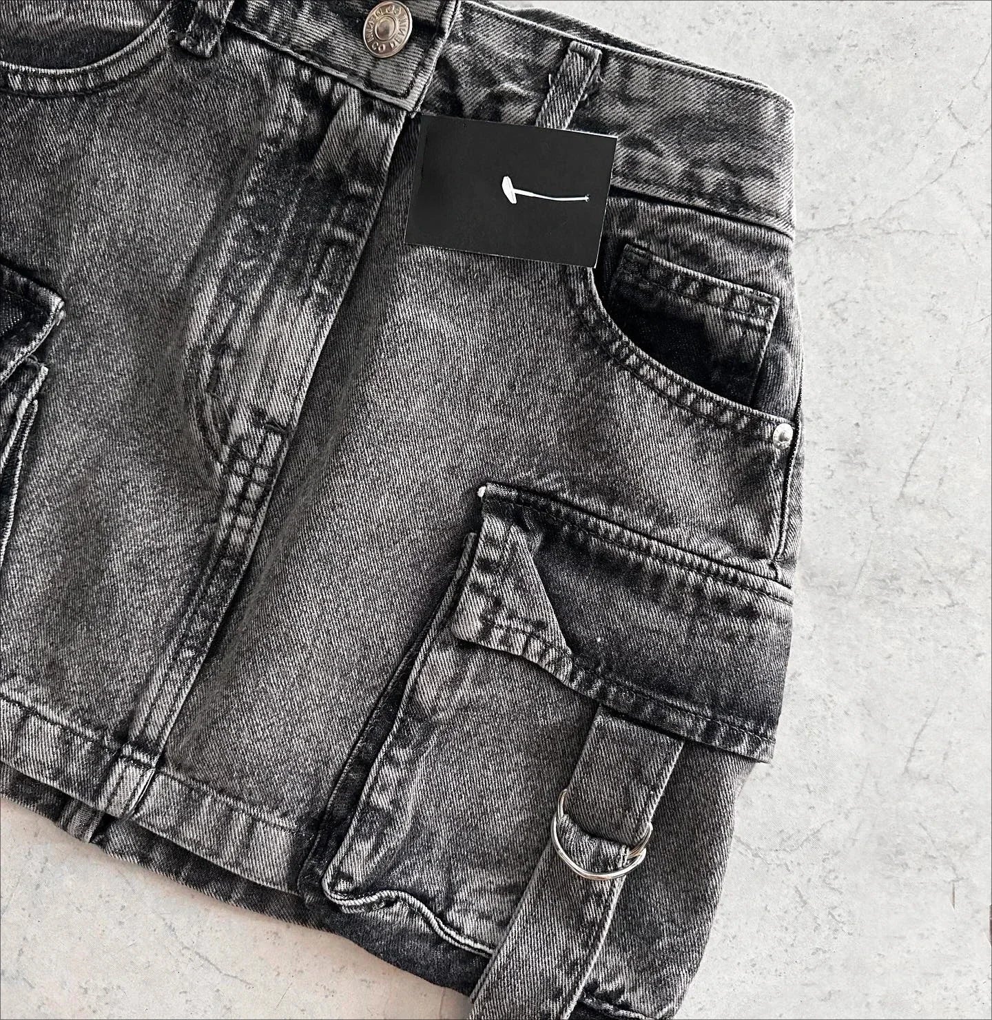 Y2K Short Skirt Fashion Gothic Cargo Baggy Denim Shorts Retro Blue Multi Pocket Denim Shorts Womens High Waist Slim Mini Skirt