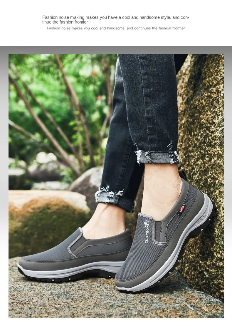 Men's Casual Loafers, Sneakers, Mesh Breathable Retro Driving Shoes, Slip-on Vulcanized Soft Soles, Non-slip Solid Color Shoes