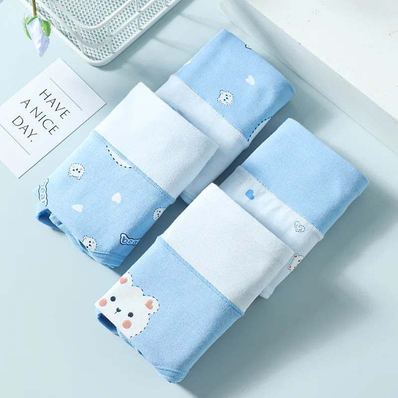Fashion Print 4Pcs High Waist Cotton Panties Women Body Shaper Underwear Breathable Cute Girls Briefs Slimming Female Lingerie