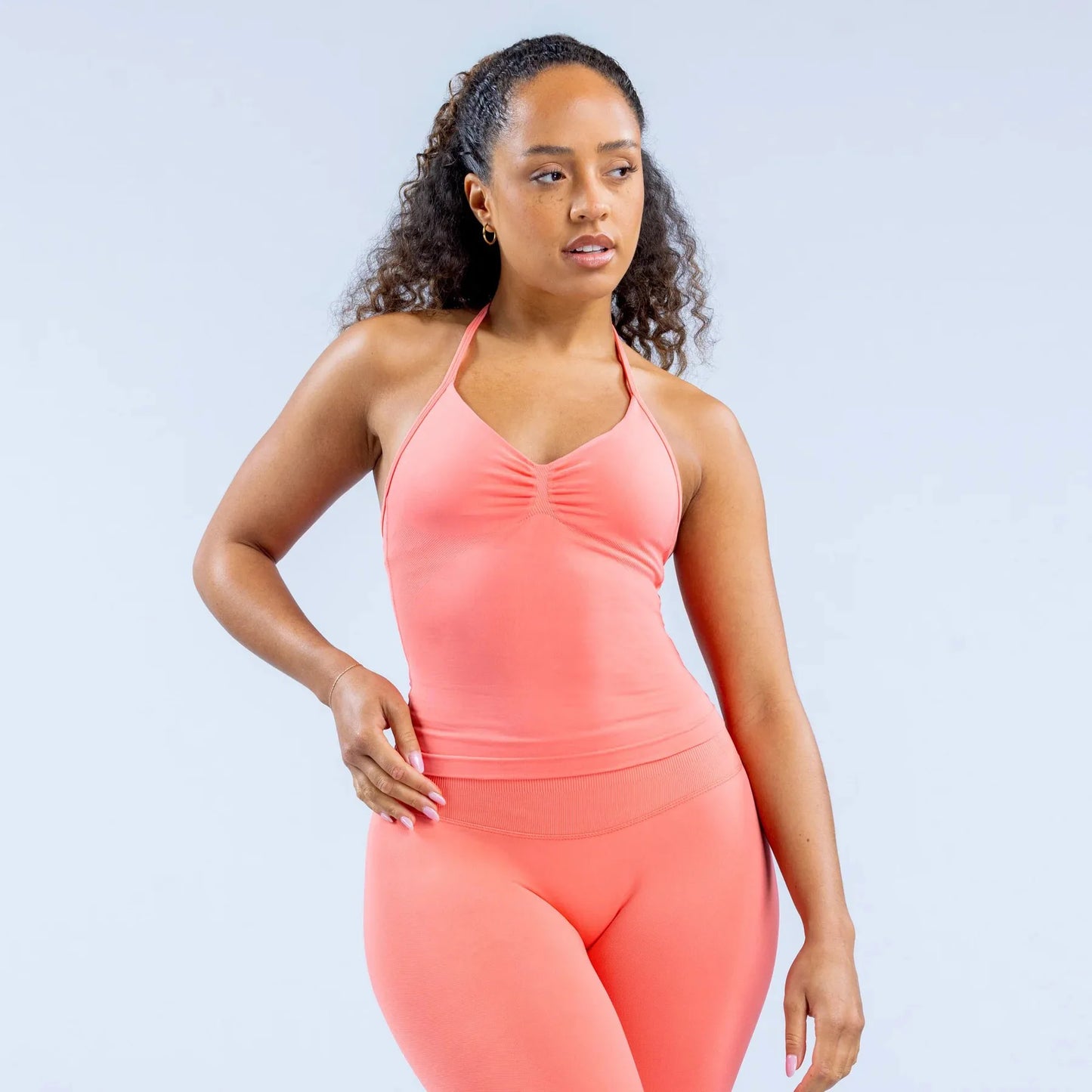 TEVEO Impact Longline Strappy Top Women's Seamless High Elastic Fitness Yoga Tank Top Gym Workout Sports Bra Activewear Tops