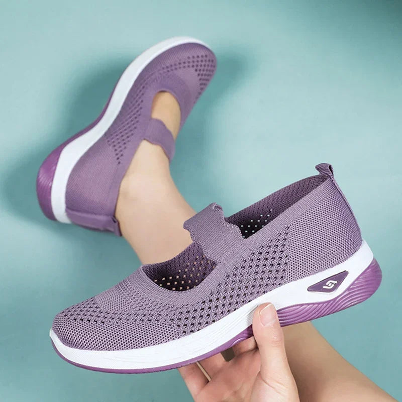 Women Lightweight Breathable Mesh Sneakers Spring Summer Slip On Casual Sports Shoes Woman Plus Size Comfort Non Slip Flat Shoes