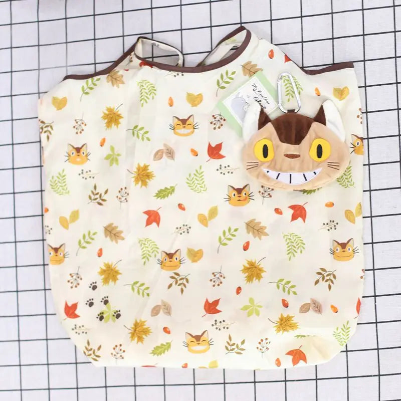Anime Cartoon Foldable Shopping Bags Thick Nylon Large Tote Reusable Polyester Portable Shoulder Women's Handbags Folding Pouch