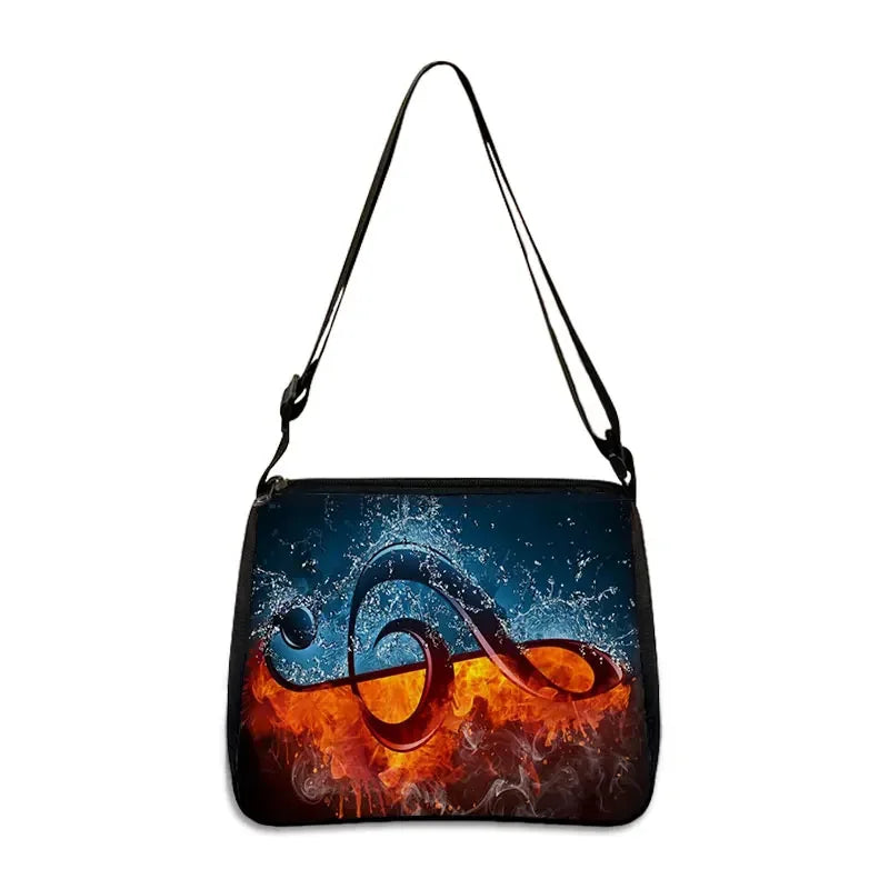 Music Note Print Handbags Women Causal Shoulder Bags Piano Guitar Crossbody Bag Girls Satchel Fashion Messenger Bag Gift