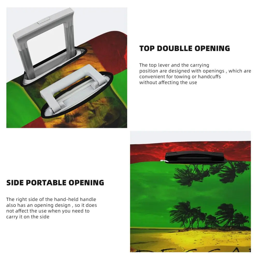 Custom Cute Jamaica Rasta Judah Lion Rastafari Flag Luggage Cover Protector Dust Proof Travel Suitcase Covers