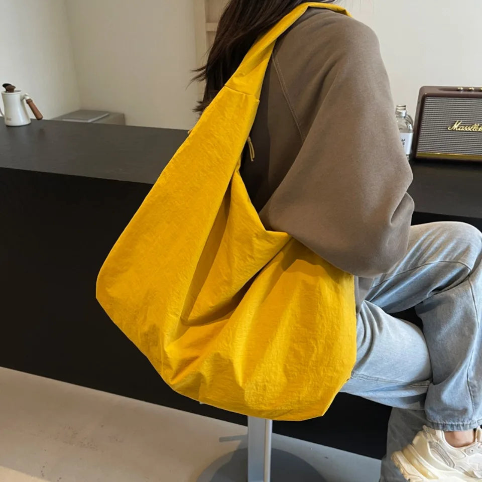 Japanese Fashion Casual Nylon Tote Bag Women 2025 New Style Trend All-match Large Capacity Underarm Bag Commuter Shoulder Bag