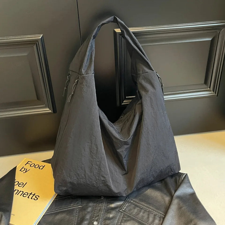 Japanese Fashion Casual Nylon Tote Bag Women 2025 New Style Trend All-match Large Capacity Underarm Bag Commuter Shoulder Bag