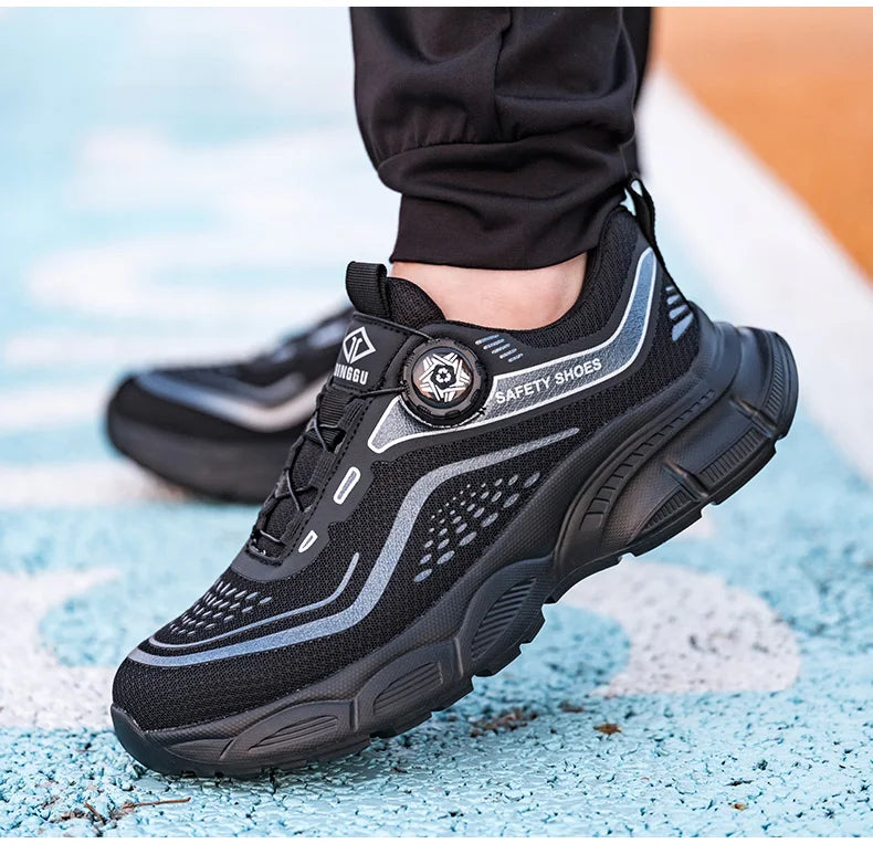 Rotating Button Men Shoes Security Sneakers Steel Toe Shoes Puncture-Proof work Shoes Anti-smash Sport Safety Shoes Protective