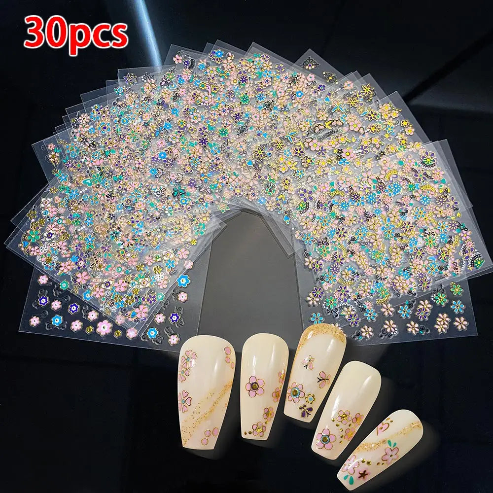 3D Gold Bronzing Moon Star Nail Stickers 20/30pcs Metallic Geometry Line Nail Decals Adhesive Metallic Laser Manicure Slider 6cm