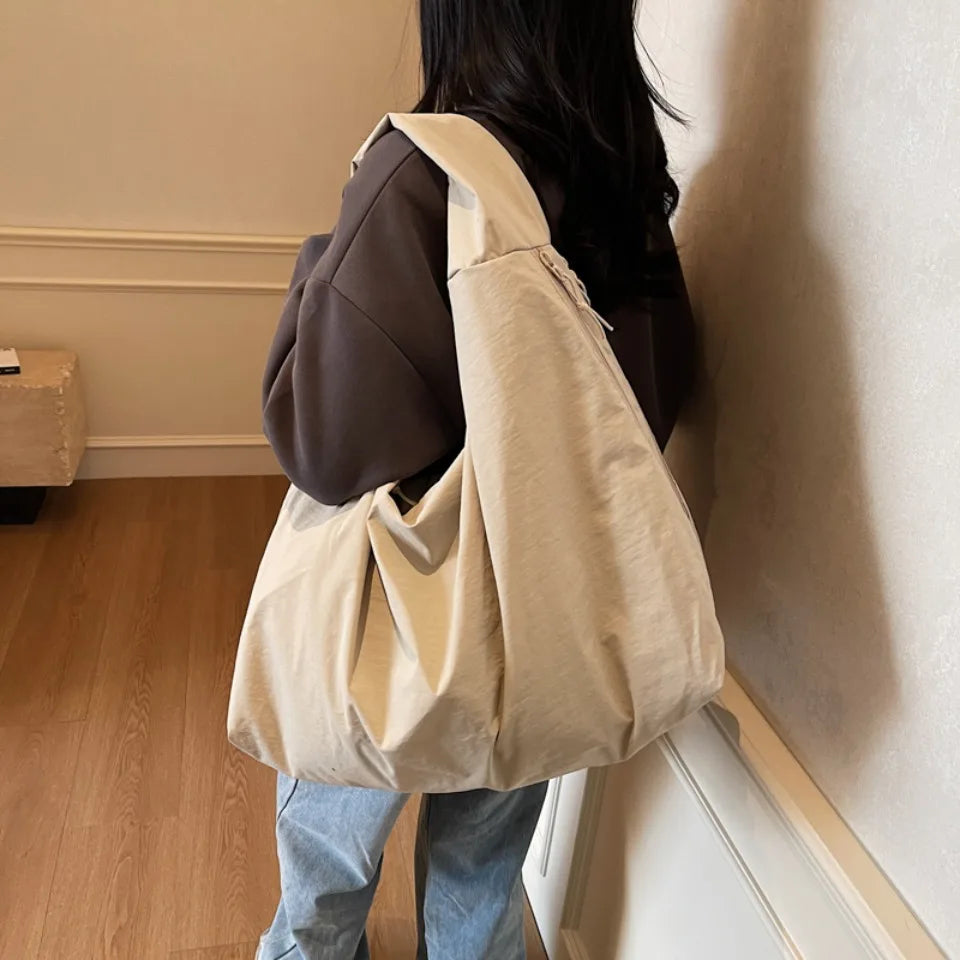 Japanese Fashion Casual Nylon Tote Bag Women 2025 New Style Trend All-match Large Capacity Underarm Bag Commuter Shoulder Bag