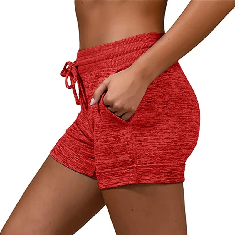 Women's Shorts Elastic Drawstring Solid Sports Straight Pants Summer Lightweight Clothing Fashion Female Streetwear