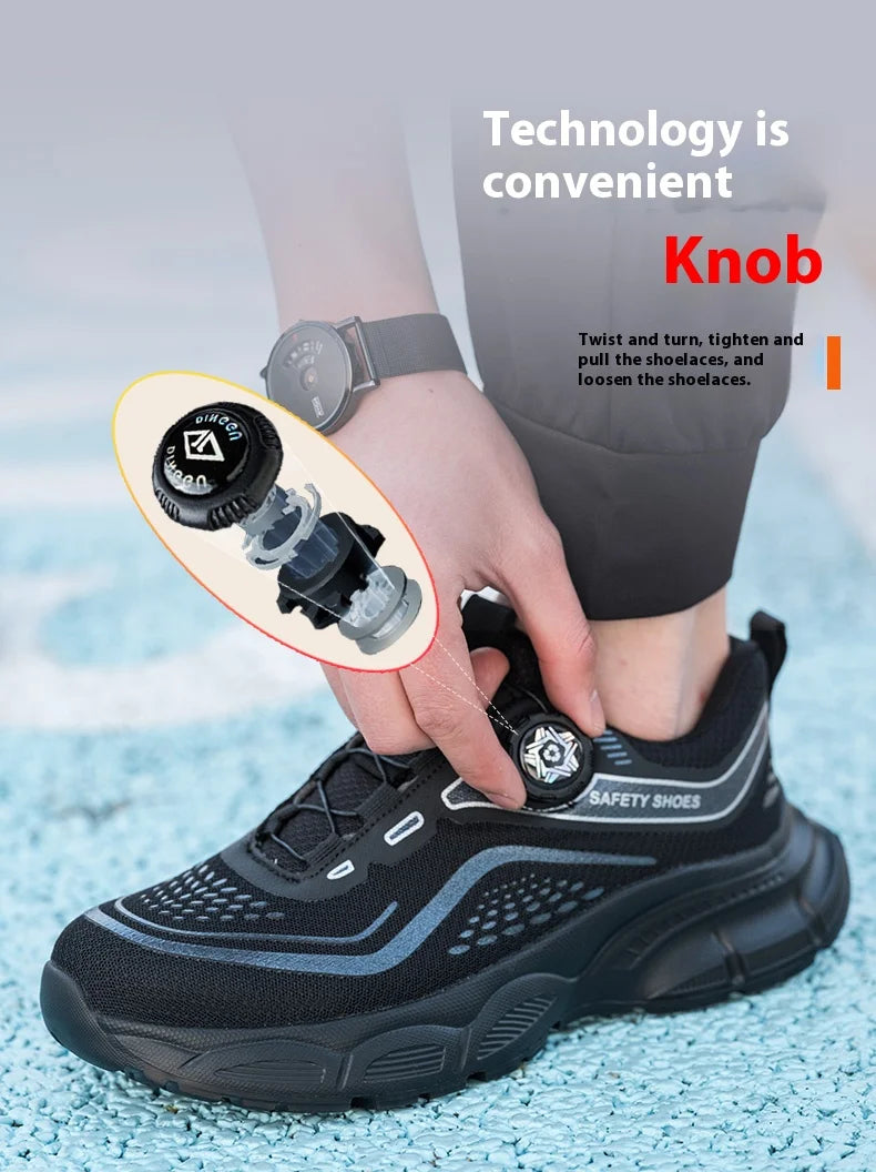Rotating Button Men Shoes Security Sneakers Steel Toe Shoes Puncture-Proof work Shoes Anti-smash Sport Safety Shoes Protective