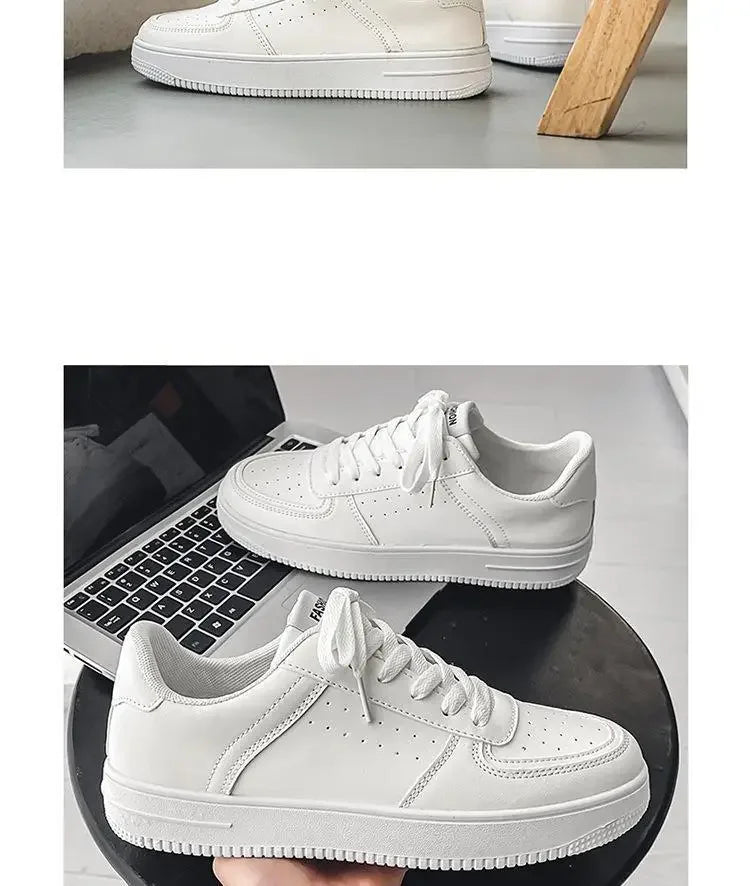 **2025 New White Shoes for Men's Spring Youth Casual Versatile Men's Shoes for Students Pure White Sports Board Shoes