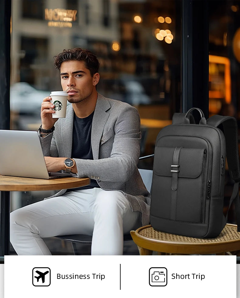 HcanKcan Men's Business Backpack Slim Waterproof 15.6 Inch Laptop Bag Casual College School Backpack Travel Rucksack Work Bags