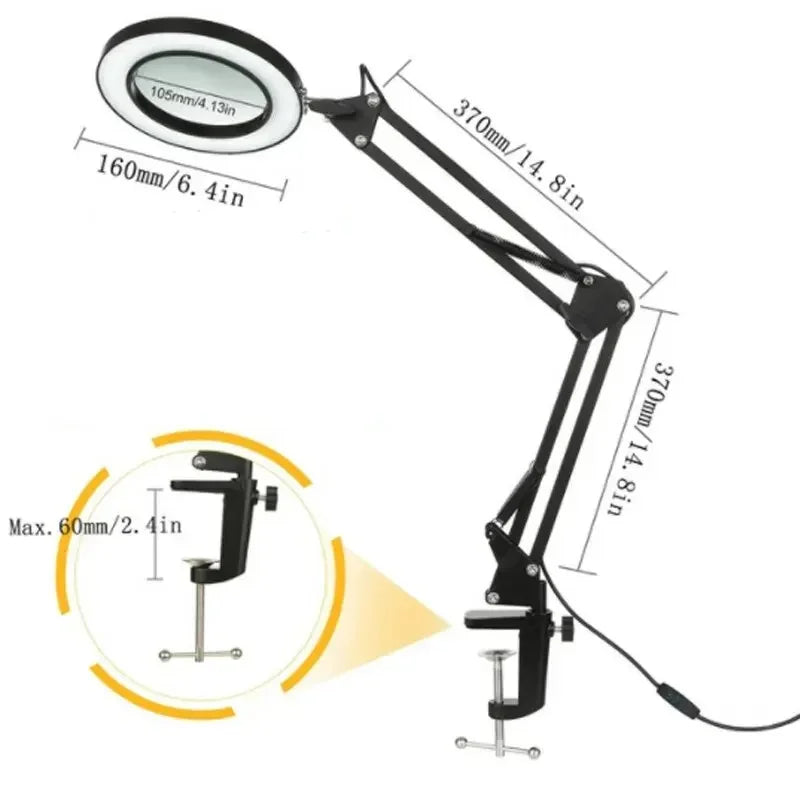 72LED 8X/10X NEW Illuminated Magnifier USB 3 Colors LED Magnifying Glass For Skincare Beauty/Table Lamp/Soldering Iron Repair