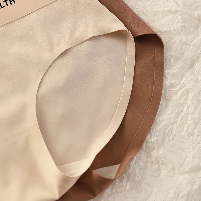 FallSweet 3PCS Seamless Panties for Woman Ice Silk Underwear High Waist Briefs Solid Comfortable Underpants Sexy Female Lingerie